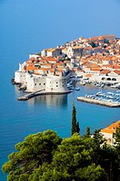 Views of the old city of Dubrovnik from an elevation position