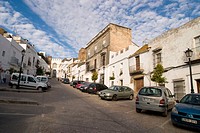 Matrera Abajo street with Puerta Matrera in background, Arcos de La Frontera. Cadiz province, Andalucia, Spain