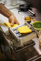 Making a home-made pasta using pasta maker