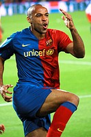 Thierry Henry (F.C. Barcelona) celebrates a goal