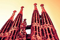 Bell Towers Sagrada Familia, Antoni Gaudi, Barcelona, Catalonia, Spain