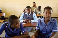 Students lsiten to a guest lecturer at the Nyachuru High School AIDS Club in Zimbabwe The children, 15 to 17 years old, are interested and open to the...