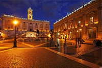 Piazza del Campidoglio at night, Capitoline Hill, Rome, Italy