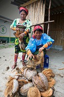 Kuna women selling coconuts, Panama