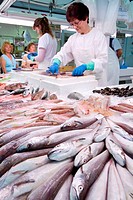 Spain. Cataluña. Girona. Costa Brava. Baix Empordà. Sant Feliú de Guixols, fish market.