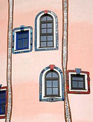 Detail of Colourful Facade of Rogner Thermal Spa and Hotel Designed by Friedensreich Hundertwasser in Bad Blumau, Austria