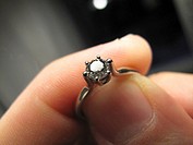 A diamond ring in the finger