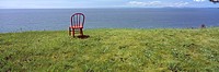 Red Chair overlooking the Strait of Juan de Fuca, Whidbey Island, Island County, Washington, U.S.A.