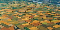 Agricultural patchwork Canterbury Plains near Rakaia aerial view New Zealand