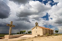 Viso hermitage, in the agricultural landscape in Monterrubio De La Armuna  Salamanca  Castille and Leon  Spain
