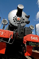 Front view of German Second World War steam locomotive TE-5415 of 52 serie  Built in 1943