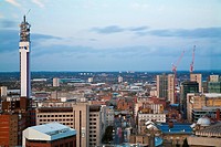 City skyline at twilight, Birmingham, West Midlands, England, UK