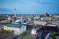 City skyline at twilight, Birmingham, West Midlands, England, UK