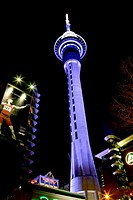 An artistic view of Auckland´s tallest building, the Auckland skytower. North Island, New Zealand
