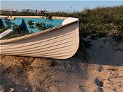 Fishing boat on dunes