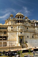 City Palace towers over the Pichola Lake  Maharana Uday Singh initiated in the construction of the palace but succeeding Maharanas added several palac...