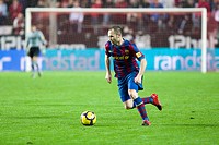 Andres Iniesta controlling the ball  Spanish Cup game between Sevilla FC and FC Barcelona, Ramon Sanchez Pizjuan stadium, Seville, Spain, 13 January 2...