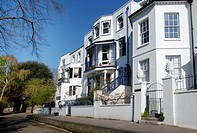 Elegant white houses at Riverside, Twickenham, London, England