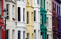 Colourful terraced houses in Notting Hill, London, England