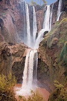 Cascades d`Ouzoud Tanaghmeilt Azilal Morocco  Ouzoud waterfalls on fast flowing El Abid River in gorge in Middle Atlas mountains