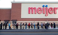 Rochester Hills, Michigan - Unemployed residents of the Detroit area lined up to apply for 200 jobs at a new Meijer store