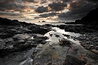 Dramatic Sunset at Priests Cove, Cape Cornwall England UK