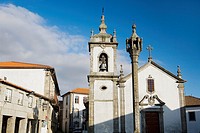 Pillory and San Pedro Church  Trancoso village, in Beira Alta  Guarda District  Portugal