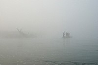 Nepali canoe in a river