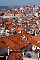 View of Lisbon from the Castle  Its posible to see Santa Justa Elevator and 25th April Bridge