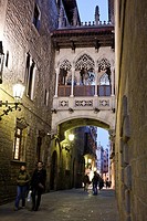 Carrer del Bisbe, Gothic quarter, Barcelona  Catalonia, Spain
