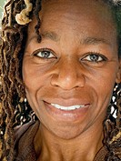 African American woman face smiling