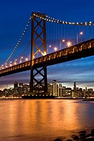 Bay Bridge and San Francisco at night, California, USA