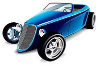 Vectorial image of old-fashioned blue hot rod, isolated on white background  Contains gradients and blends