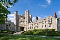 Buyers Residentail Hall and Blair Hall with clock tower, dorms at Princeton University, good examples of Collegiate Gothic architecture  Princeton, Ne...
