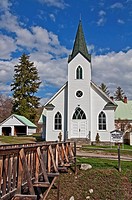 This white classic turn of the century church was built in 1917 and is located in Havillah Washington in Okanogan County It´s shot during the day with...