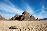 North America, USA, California, Death Valley National Park, The Racetrack  Formation called the Grandstand on the dry lake bed called the Racetrack
