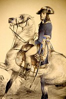 Print of the young Napoléon Bonaparte riding a horse before to become Emperor of all the french