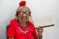 Cuba, Old woman smoking cigar
