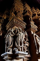 India - Madhya Pradesh - Khajuraho - sculptures inside Lakshmana temple