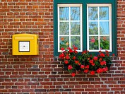 Windows, postbox, letterbox, flowers, Panker, Germany