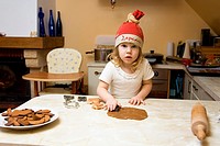 Two Years Old Girl Cooking Gingerbread
