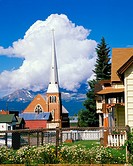 Leadville Colorado USA Church and Cumulus Cloud Highest City in North America