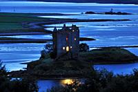 Castle Stalker is a large stone 15th century tower house, Loch Laich, Portnacroish, Highlands, Scotland, United Kingdom, Europe