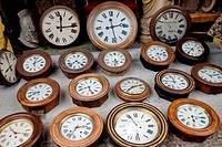 Paris, France, Shopping, Flea Market, Porte de Clignancourt, French Antiques Market, Old Clocks Shop, Display