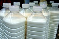 Milk bottles.