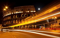 Colosseum Modern Street Abstract Night Moon Time Lapse Rome Italy Built by Vespacian