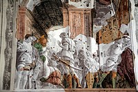 Frescoes by Andrea Mantegna in Chiesa Degli Eremitani in Padua have been reconstructed after damage during World War II, Veneto, Italy