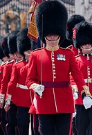Coldstream guards at the gates of Buckingham palace, London
