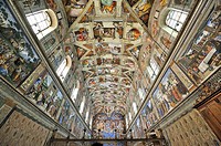 Ceiling paintings in the Sistine Chapel, Vatican, Rome, Italy