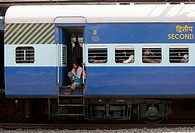 Close up of Second Class Railway Carriage at Ernakulam Station,Cochin,India